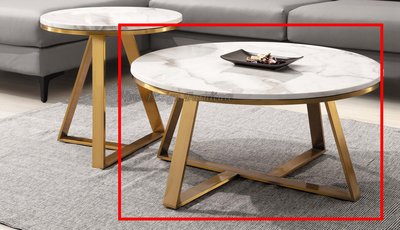 【N D Furniture】台南在地家具-網紅金色電鍍腳座80cm人造石面大茶几YH