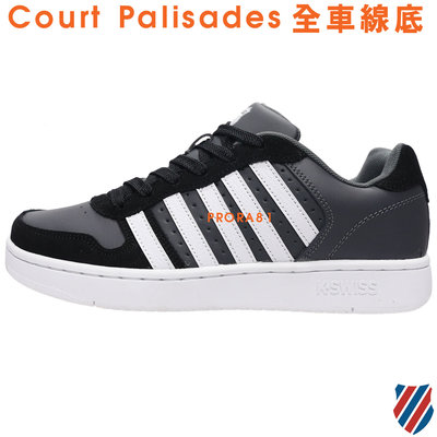 K-SWISS 06931-065(PALISADES) 黑×灰 皮質休閒運動鞋/鞋底全車線/止滑/ 017K