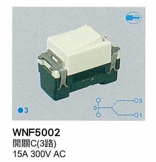 【Panasonic 國際牌】全彩色開關系列 WNF5002 開關C (3路)   15A 300V AC