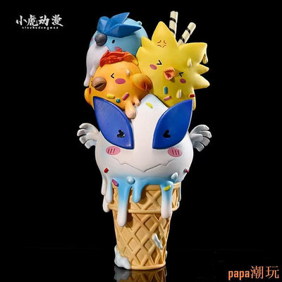 papa潮玩✌寶可夢冰淇淋雪糕三隻鳥手辦動漫周邊桌面汽車擺件模型可愛GK禮物