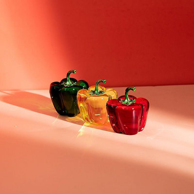 擺件 招財擺件 裝飾品紅黃綠色水晶青椒擺件辣椒家居客廳辦公室新居桌面植物創意裝飾品