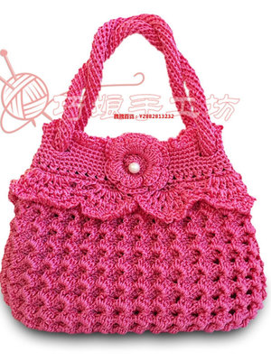 親親百貨-純手工編織針織包鉤包 工藝禮品包 女士手提單肩包紫色女包滿300出貨