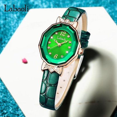 手錶 機械錶 石英錶 男錶 labaoli拉寶麗新款女錶小酒桶鑲鉆時尚皮帶手錶石英錶