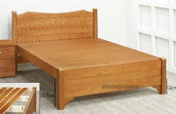 【N D Furniture】台南在地家具-松木實木柚木色5尺雙人床台/床架/涼床GH