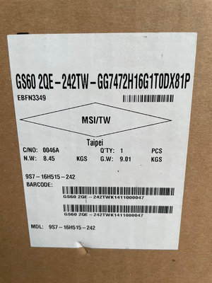 微星 GS60 2QE-242TW 15.6吋電競筆電 全新庫存品 僅拆封檢查 保固3個月📌自取價16800