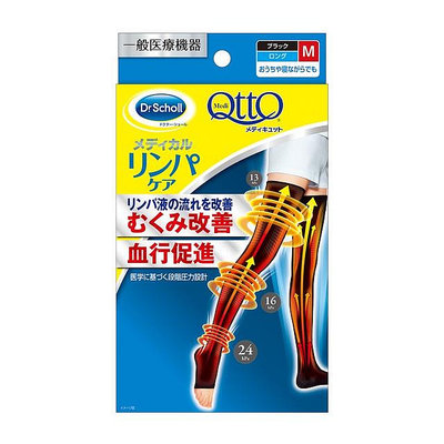 樂婕 日本製 Dr.Scholl QTTO 爽健 雙防滑設計 美腿機能襪 半大腿腳底款 M