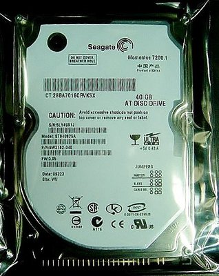 保固1年【小劉硬碟批發】全新 SEAGATE  2.5吋 40G 筆記型電腦硬碟,7200轉,IDE界面