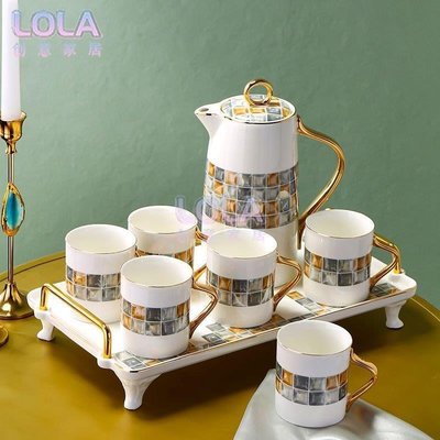 歐式茶具茶杯家用杯子套裝陶瓷水杯套裝高檔客廳杯具家庭輕奢茶壺特價-LOLA創意家居
