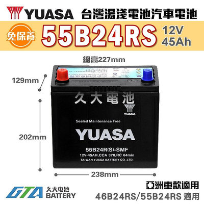 ✚久大電池❚ YUASA 湯淺電池 55B24RS SMF 完全免保養 汽車電瓶 汽車電池