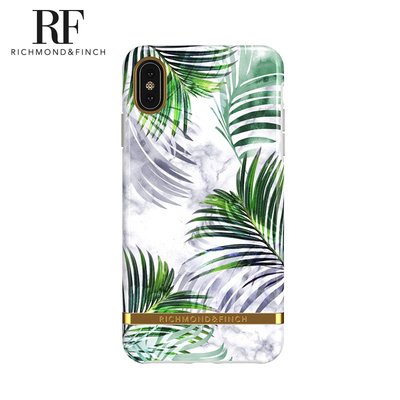 R&F 瑞典手機殼 大理石紋金線框-白石雨林 - iPhone XS MAX