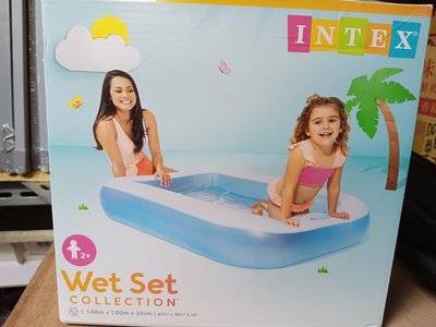 INTEX 57403 天空藍 豪華嬰幼兒 長方形充氣游泳池 戲水池 浴盆 海洋球池 氣墊底 軟墊水池