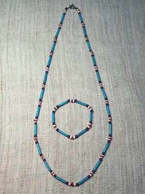 靜之美 老琉璃收藏 一套台灣原住民老琉璃珠的項鍊