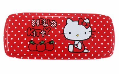 【卡漫迷】 Hello KItty 紅 雙層 鐵筆盒 蘋果 ㊣版 凱蒂貓 三麗鷗 點點 鉛筆盒 馬口鐵製 台灣限定版