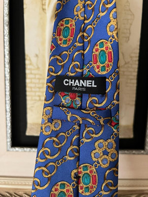 Chanel香奈兒真絲印花琉璃90年代稀有領帶