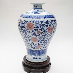 INPHIC-ZF-B404 景德鎮陶瓷 青花瓷 青花釉裏紅直筒梅瓶陶瓷花瓶 擺飾