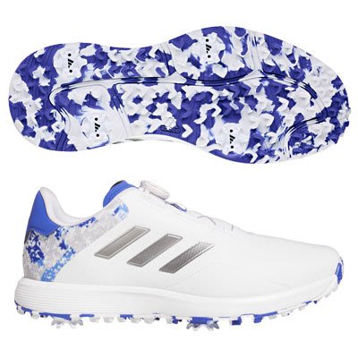 (易達高爾夫)全新原廠adidas performance S2G BOA 白/藍色 無釘 高爾夫球鞋