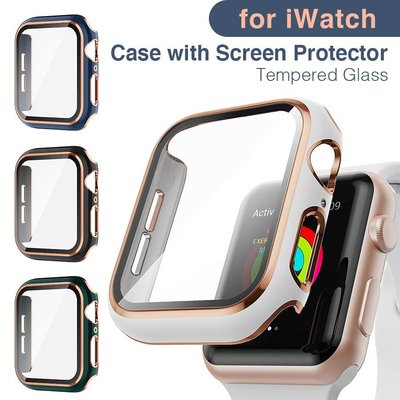 蘋果手錶 Apple Watch 保護殼 鋼化膜 + 金屬框 鐳射 鏤空 全包熒幕保護 適用於 iwatch 6 全系列