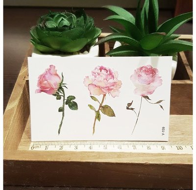 【萌古屋】Y系列水彩粉紅玫瑰 - 男女防水紋身貼紙刺青貼紙K13