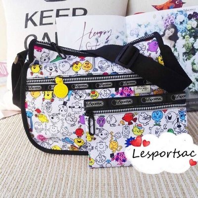 Lesportsac x MR. MEN LITTLE MISS 奇先生妙小姐 側肩背/斜背/手拿 降落傘防水包 附同款收納包 7520 限量