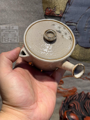 x日本回流 志野燒茶壺 側把壺 茶壺 寶瓶器型  厚釉志野 器