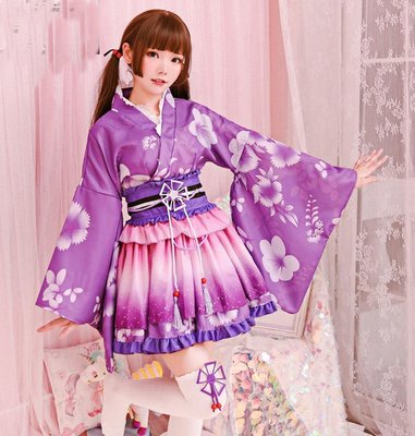高雄艾蜜莉戲劇服裝表演服*日本改良和服/cospaly东条希/紫色日式浴衣*購買價$1000元/出租價$400元