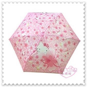 ♥小公主日本精品♥ Hello Kitty 頭型柄雨傘 陽傘 櫻花滿版 粉色 UV加工 攜帶方便折傘 55517409