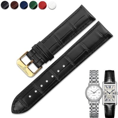 全館免運 好品質針釦手錶帶代用浪琴時尚黛綽維納系列真牛皮手錶帶配件男女1517m 可開發票