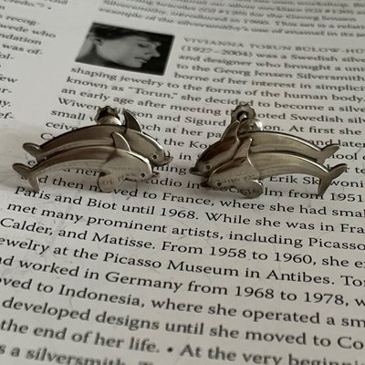 Georg Jensen 💋編編129海豚耳環💋丹麥🇩🇰喬治傑生停產稀品古董