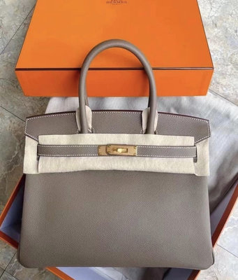 【Luxury Room極盡奢華】保證真品Hermes愛馬仕Birkin 30cm柏金包 經典灰金18大象灰色 金扣Epsom皮2021年Y刻99新 購證齊全