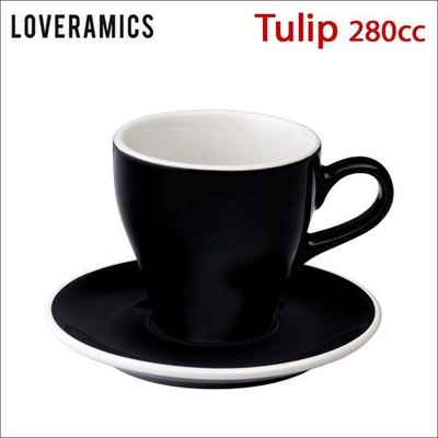Tiamo堤亞摩咖啡生活館【HG0764 BK】Loveramics Tulip 愛陶樂咖啡杯盤組 280cc 黑色