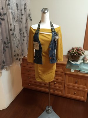 韓版全新時尚小性感合身黃洋裝(#F)~ （VK、poupine、moma、stlu、sisley迷可）
