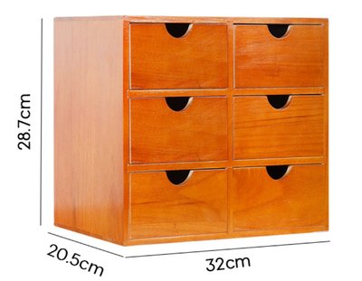 歐式 木製抽屜收納盒 小抽屜六格收納櫃 桐木置物櫃 多功能收納盒辦公桌書桌整理盒分類抽屜盒