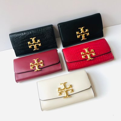 USA美國留學生代購 Tory Burch73578 女士經典牛皮手拿包鏈條包 時尚翻蓋設計 可單肩斜挎 復購證