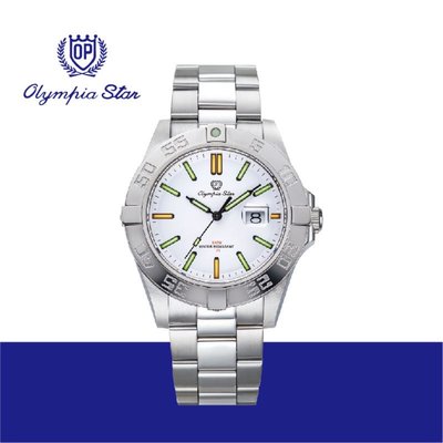 Olympia Star奧林比亞 夜膺氚氣燈管超強發光體運動型腕錶-銀框/43mm-98019TGS