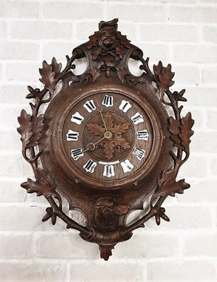 【卡卡頌 歐洲古董】德國百年 黑森林  全手工精湛立體雕刻  古董鐘  機械鐘  cl0054✬