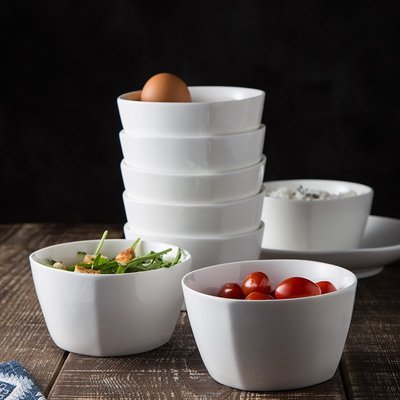 【熱賣精選】北歐陶瓷碗家用米飯碗韓式吃飯瓷碗簡約純白小碗成人餐具方碗湯碗