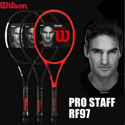 WILSON 威爾遜網球拍專業工作人員 Rf97 費德簽名紅色黑色專業訓練全碳帶弦-master衣櫃2