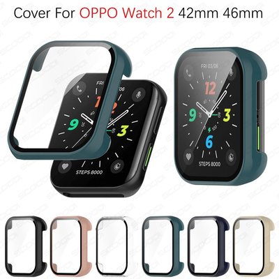 適用於 OPPO Watch 2 42mm 46mm 全覆蓋手錶保護殼的 PC 外殼屏幕保護玻璃