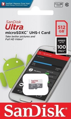 SanDisk Ultra microSDXC 512GB 記憶卡〔無轉卡〕TF 512G UHS-I C10 100MB/s 公司貨 SDSQUNR