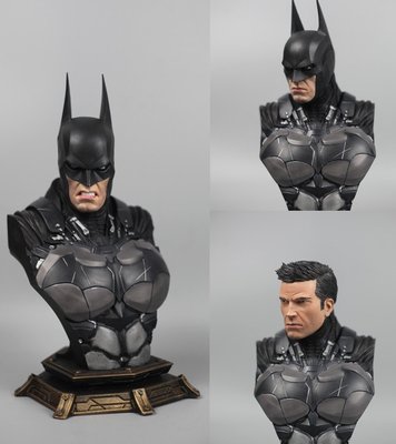 清倉【Marvel】黑暗騎士 1比3 蝙蝠俠 BATMAN 彩色 胸像 擺件 禮物 可換頭 仿銅雕像 樹脂