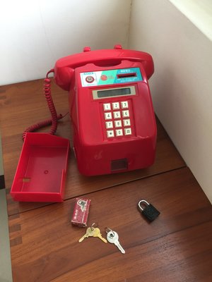 國順 復古懷舊早期古董電話 投幣式電話機(紅色)只能撥室內電話