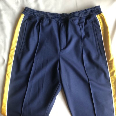 [品味人生] 保證全新正品 Kenzo 藍色 黃邊條  休閒長褲  size 52 適合 34-36腰
