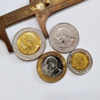 【熱賣精選】外國錢幣全新肯尼亞4枚硬幣盾牌版含3枚雙色金屬幣收藏非洲真外幣