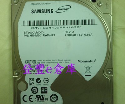【登豐e倉庫】 YF50 Samsung ST2000LM003 2TB 2000G SATA3 筆電硬碟