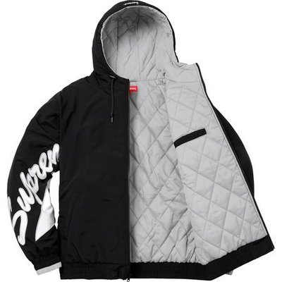 ☆LimeLight☆ Supreme Sleeve Script Sideline Jacket 鋪棉外套黑L