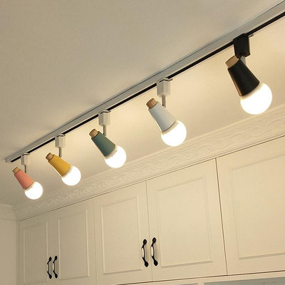 北歐軌道燈現代彩色馬卡龍客廳軌道燈 LED照明軌道條家用商用散光燈具