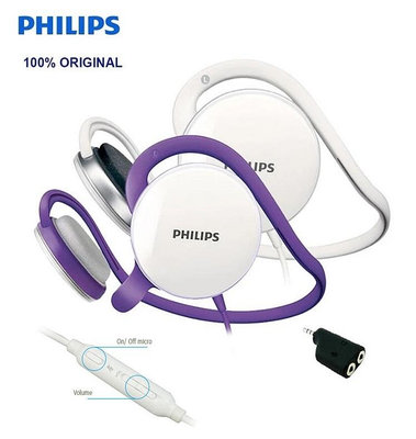 Philips飛利浦 SHM6110U/97 後掛耳式 立體聲 耳機麥克風,電腦+手機2用 耳麥 耳掛;頭戴式 後戴式,簡易包裝 8成新
