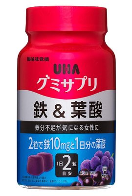 日本 UHA 味覺糖 水果軟糖  鐵&葉酸 (葡萄口味) 10日份