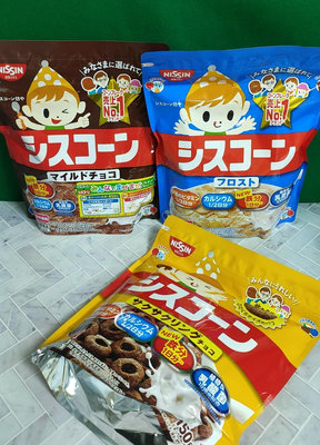 日本 日清 NISSIN 糖霜風味(藍)/可可風味(咖) 早餐玉米片 可可風味(黃)早餐圈圈餅