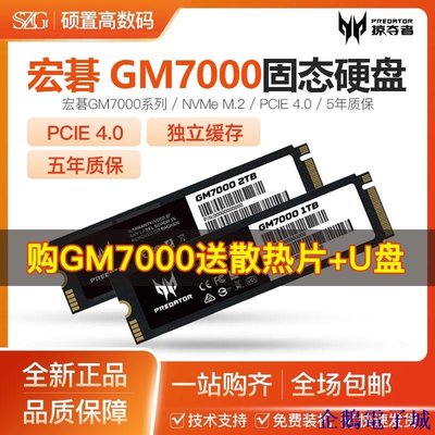 企鵝電子城宏碁掠奪者GM7000 512G/1T/2T NVME臺式機M.2固態硬碟PCIE4.0接口 6VSA